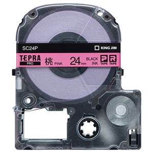 （まとめ） キングジム テプラ PRO テープカートリッジ パステル 24mm ピンク／黒文字 SC24P 1個 【×4セット】 - 拡大画像
