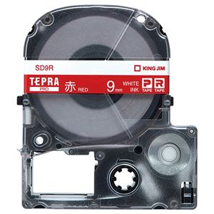 （まとめ） キングジム テプラ PRO テープカートリッジ ビビッド 9mm 赤／白文字 SD9R 1個 【×5セット】 - 拡大画像