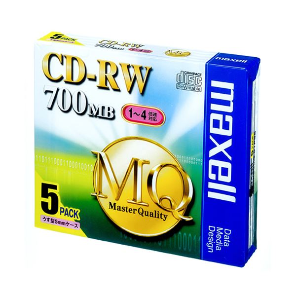 (まとめ) マクセル データ用CD-RW 700MB 4倍速 ブランドシルバー 5mmスリムケース CDRW80MQ.S1P5S 1パック(5枚) (×5セット) b04