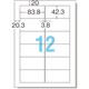 （まとめ） TANOSEE マルチプリンターラベル スタンダードタイプ A4 富士通12面 83.8×42.3mm 四辺余白付 1冊（100シート） 【×5セット】 - 縮小画像2