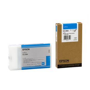 （まとめ） エプソン EPSON PX-P／K3インクカートリッジ シアン 110ml ICC38A 1個 【×6セット】 - 拡大画像