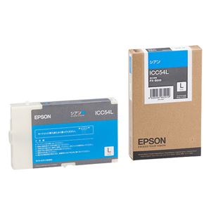 （まとめ） エプソン EPSON インクカートリッジ シアン Lサイズ ICC54L 1個 【×3セット】 - 拡大画像