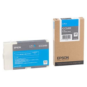 （まとめ） エプソン EPSON インクカートリッジ シアン Mサイズ ICC54M 1個 【×3セット】 - 拡大画像