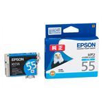 （まとめ） エプソン EPSON インクカートリッジ シアン ICC55 1個 【×4セット】