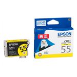 （まとめ） エプソン EPSON インクカートリッジ イエロー ICY55 1個 【×4セット】