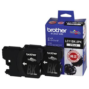 （まとめ） ブラザー BROTHER インクカートリッジ お徳用 黒 LC11BK-2PK 1箱（2個） 【×3セット】 - 拡大画像