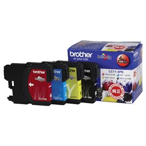 （まとめ） ブラザー BROTHER インクカートリッジ お徳用 4色 LC11-4PK 1箱（4個：各色1個） 【×3セット】 - 拡大画像
