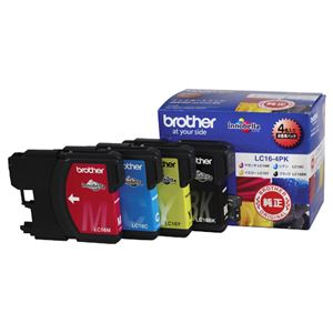 （まとめ） ブラザー BROTHER インクカートリッジ お徳用 4色 LC16-4PK 1箱（4個：各色1個） 【×3セット】 - 拡大画像
