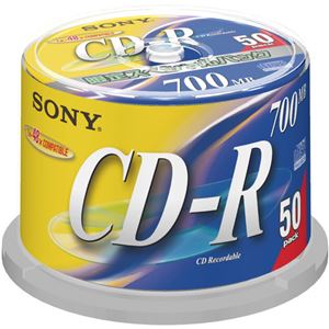 （まとめ） ソニー データ用CD-R 700MB 48倍速 ブランドシルバー スピンドルケース 50CDQ80DNSP 1パック（50枚） 【×2セット】 - 拡大画像