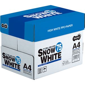 （まとめ） TANOSEE PPC用紙 SNOW WHITE 75 A4 1箱（2500枚：500枚×5冊） 【×10セット】 - 拡大画像