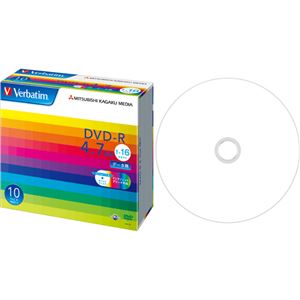 （まとめ） バーベイタム データ用DVD-R 4.7GB ワイドプリンターブル 5mmスリムケース DHR47JP10V1 1パック（10枚） 【×5セット】 - 拡大画像