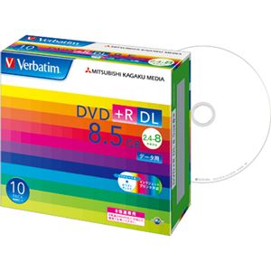 （まとめ） バーベイタム データ用DVD+R DL 8.5GB 8倍速 ワイドプリンターブル 5mmスリムケース DTR85HP10V1 1パック（10枚） 【×2セット】 - 拡大画像