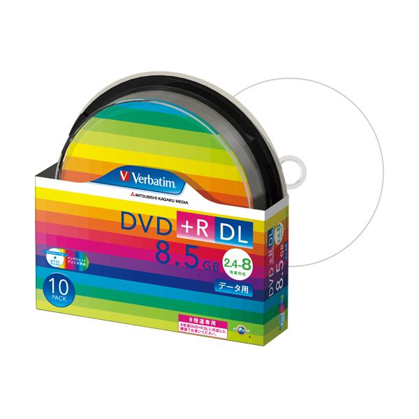 (まとめ) バーベイタム データ用DVD+R DL 8.5GB 8倍速 ワイドプリンターブル スピンドルケース DTR85HP10SV1 1パック(10枚) (×2セット)