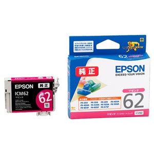 （まとめ） エプソン EPSON インクカートリッジ マゼンタ ICM62 1個 【×4セット】 - 拡大画像