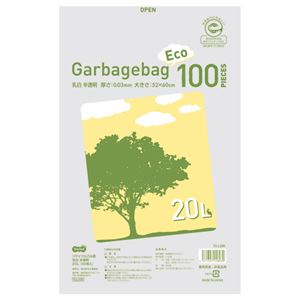 （まとめ） TANOSEE リサイクルごみ袋 乳白半透明 20L 1パック（100枚） 【×5セット】 - 拡大画像