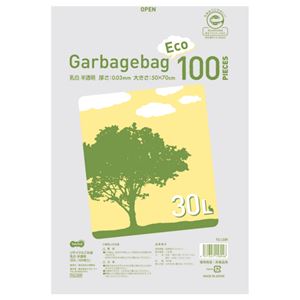 （まとめ） TANOSEE リサイクルごみ袋 乳白半透明 30L 1パック（100枚） 【×5セット】 - 拡大画像