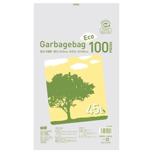 （まとめ） TANOSEE リサイクルごみ袋 乳白半透明 45L 1パック（100枚） 【×4セット】 - 拡大画像