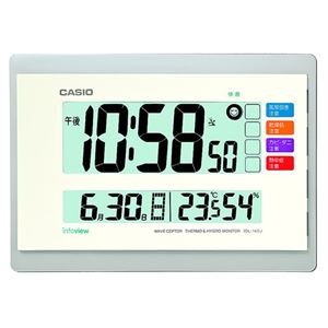 (まとめ) カシオ CASIO 電波デジタル置掛兼用時計 ホワイト IDL-140J-7JF 1台 【×2セット】 商品画像