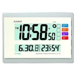（まとめ） カシオ CASIO 電波デジタル置掛兼用時計 ホワイト IDL-140J-7JF 1台 【×2セット】