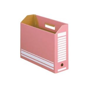 （まとめ） TANOSEE ボックスファイル A4ヨコ 背幅100mm ピンク 1パック（10冊） 【×5セット】 - 拡大画像