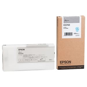 （まとめ） エプソン EPSON インクカートリッジ グレー 200ml ICGY63 1個 【×3セット】 - 拡大画像