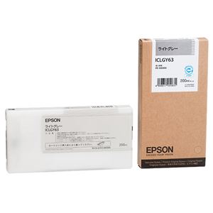 （まとめ） エプソン EPSON インクカートリッジ ライトグレー 200ml ICLGY63 1個 【×3セット】 - 拡大画像