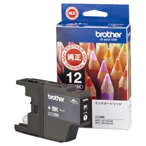 （まとめ） ブラザー BROTHER インクカートリッジ 黒 LC12BK 1個 【×3セット】 - 拡大画像