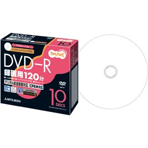 （まとめ） TANOSEE 録画用DVD-R 120分 ワイドプリンターブル 5mmスリムケース VHR12JP10T 1パック（10枚） 【×10セット】 - 拡大画像