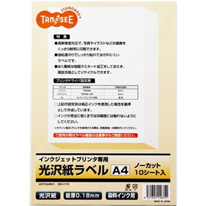 （まとめ） TANOSEE インクジェットプリンター専用 光沢紙ラベル A4 ノーカット 1冊（50シート） 【×2セット】