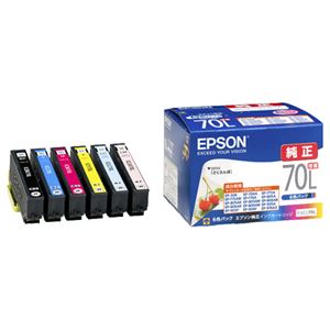 （まとめ） エプソン EPSON インクカートリッジ 増量6色パック IC6CL70L 1箱（6個：各色1個） 【×3セット】 - 拡大画像