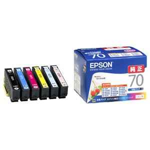 （まとめ） エプソン EPSON インクカートリッジ 6色パック IC6CL70 1箱（6個：各色1個） 【×3セット】 - 拡大画像