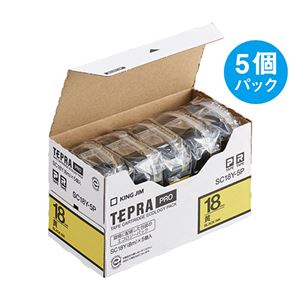 キングジム テプラ PRO テープカートリッジ パステル 18mm 黄/黒文字 SC18Y-5P 1パック(5個) - 拡大画像