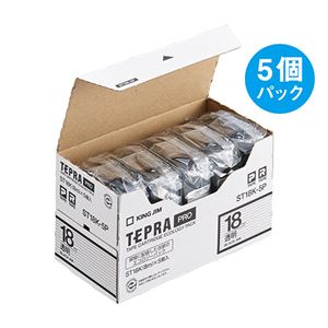 キングジム テプラ PRO テープカートリッジ 18mm 透明/黒文字 ST18K-5P 1パック(5個) - 拡大画像