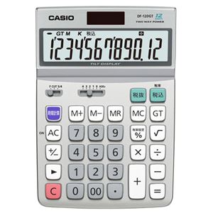 （まとめ） カシオ CASIO エコマーク付電卓 12桁 デスクタイプ DF-120GT-N 1台 【×2セット】 - 拡大画像