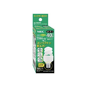 （まとめ） NEC 電球型蛍光ランプ コスモボールミニ D10形 40W相当 E17口金 昼白色 EFD10EN／7-E17-C2C 1個 【×5セット】