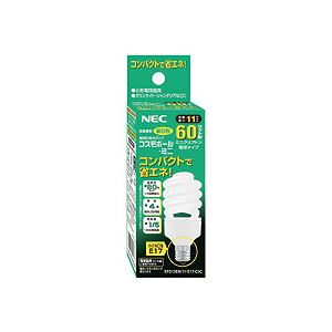 （まとめ） NEC 電球型蛍光ランプ コスモボールミニ D15形 60W相当 E17口金 昼白色 EFD15EN／11-E17-C2C 1個 【×5セット】