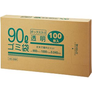 （まとめ） クラフトマン 業務用透明 メタロセン配合厚手ゴミ袋 90L BOXタイプ HK-098 1箱（100枚） 【×5セット】 - 拡大画像