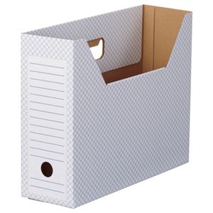 （まとめ） TANOSEE ボックスファイル（ホワイト） A4ヨコ 背幅100mm ブルー 1パック（10冊） 【×5セット】 - 拡大画像