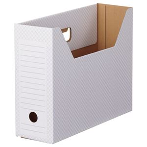 （まとめ） TANOSEE ボックスファイル（ホワイト） A4ヨコ 背幅100mm グレー 1パック（10冊） 【×5セット】 - 拡大画像