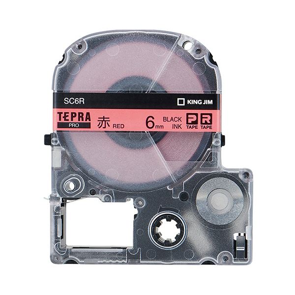 キングジム テプラ PRO テープカートリッジ パステル 6mm 赤/黒文字 エコパック SC6R-5P 1パック(5個) b04