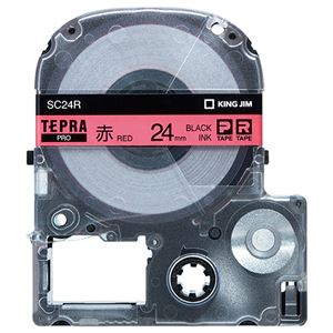 キングジム テプラ PRO テープカートリッジ パステル 24mm 赤/黒文字 SC24R-5P 1パック(5個) - 拡大画像