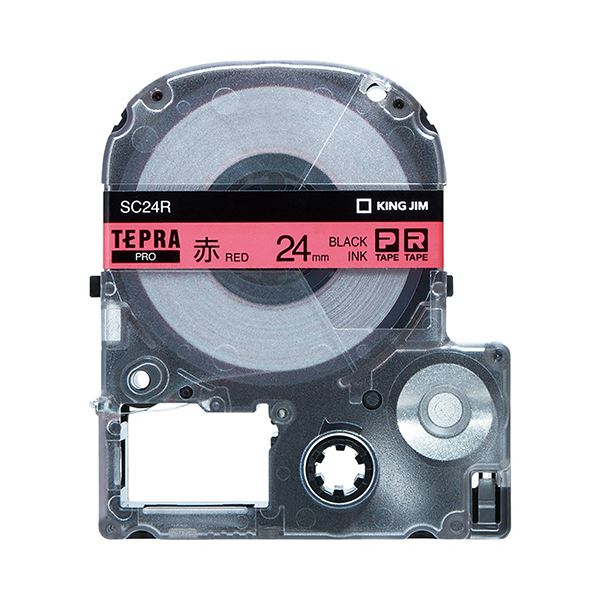 キングジム テプラ PRO テープカートリッジ パステル 24mm 赤/黒文字 SC24R-5P 1パック(5個) b04
