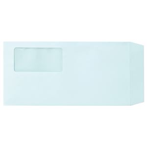 （まとめ） TANOSEE 窓付封筒 長3 80g／m2 ブルー 1パック（100枚） 【×5セット】 - 拡大画像