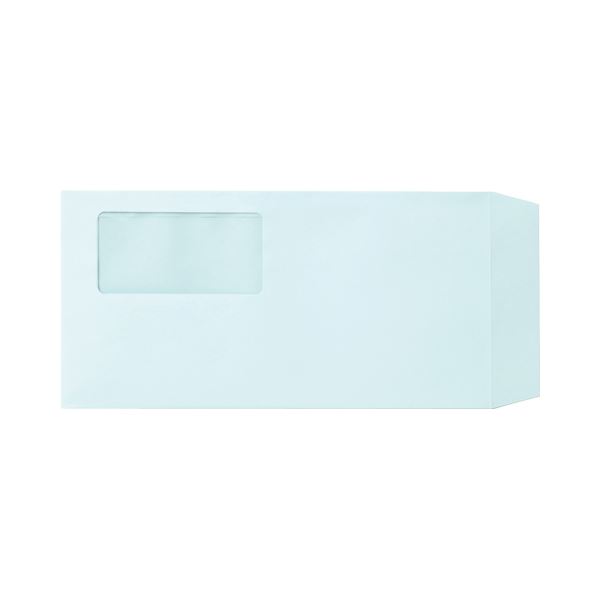 （まとめ） TANOSEE 窓付封筒 ワンタッチテープ付 長3 80g／m2 ブルー 1パック（100枚） (×4セット) b04