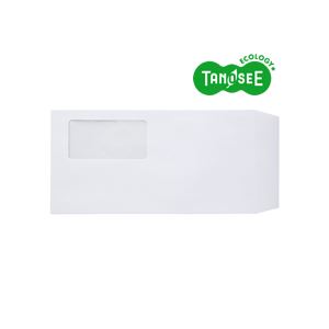 TANOSEE 窓付封筒 ワンタッチテープ付 長3 80g/m2 ホワイト 業務用パック 1箱(1000枚) - 拡大画像