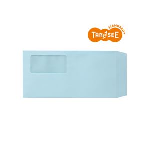 TANOSEE 窓付封筒 ワンタッチテープ付 長3 80g/m2 ブルー 業務用パック 1箱(1000枚) 商品画像