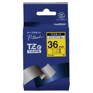 （まとめ） ブラザー BROTHER ピータッチ TZeテープ ラミネートテープ 36mm 黄／黒文字 TZE-661 1個 【×4セット】 - 拡大画像