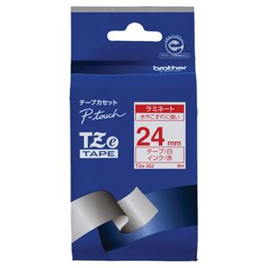 （まとめ） ブラザー BROTHER ピータッチ TZeテープ ラミネートテープ 24mm 白／赤文字 TZE-252 1個 【×6セット】 - 拡大画像