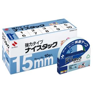 （まとめ） ニチバン ナイスタック 両面テープ 強力タイプ ブンボックス 大巻 15mm×18m NWBB-K15 1パック（10巻） 【×2セット】 - 拡大画像