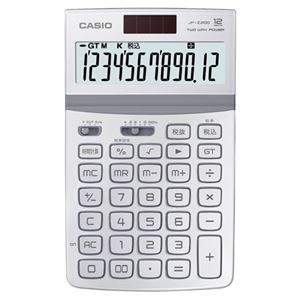 （まとめ） カシオ CASIO デザイン電卓 12桁 ジャストタイプ ホワイト JF-Z200-WE-N 1台 【×5セット】 - 拡大画像
